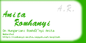 anita romhanyi business card